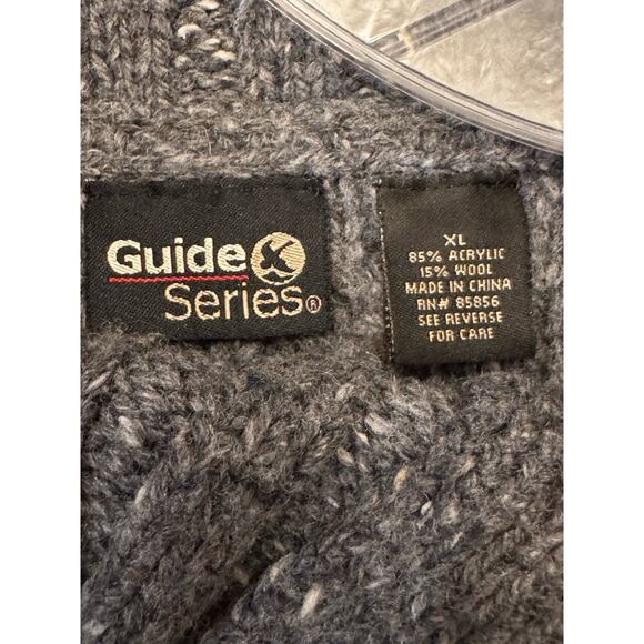 Guide Series Wool Blend Sweater Sz XL gray Cable Knit Fisherman Winter Warm - Picture 5 of 7